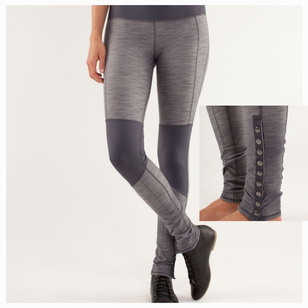 Lululemon Cross Town Pant Luon Leggings with Button Accents Gray Coal De…
